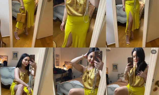 Slit Skirt, halter neck top and gladiator sandals