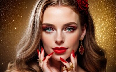 Κόκκινα Χείλη και Κόκκινα Νύχια με Χρυσό Glitter