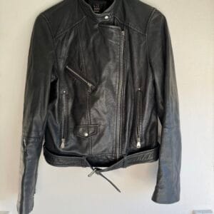 Zara TRF Genuine Leather Biker Jacket — Black Icon