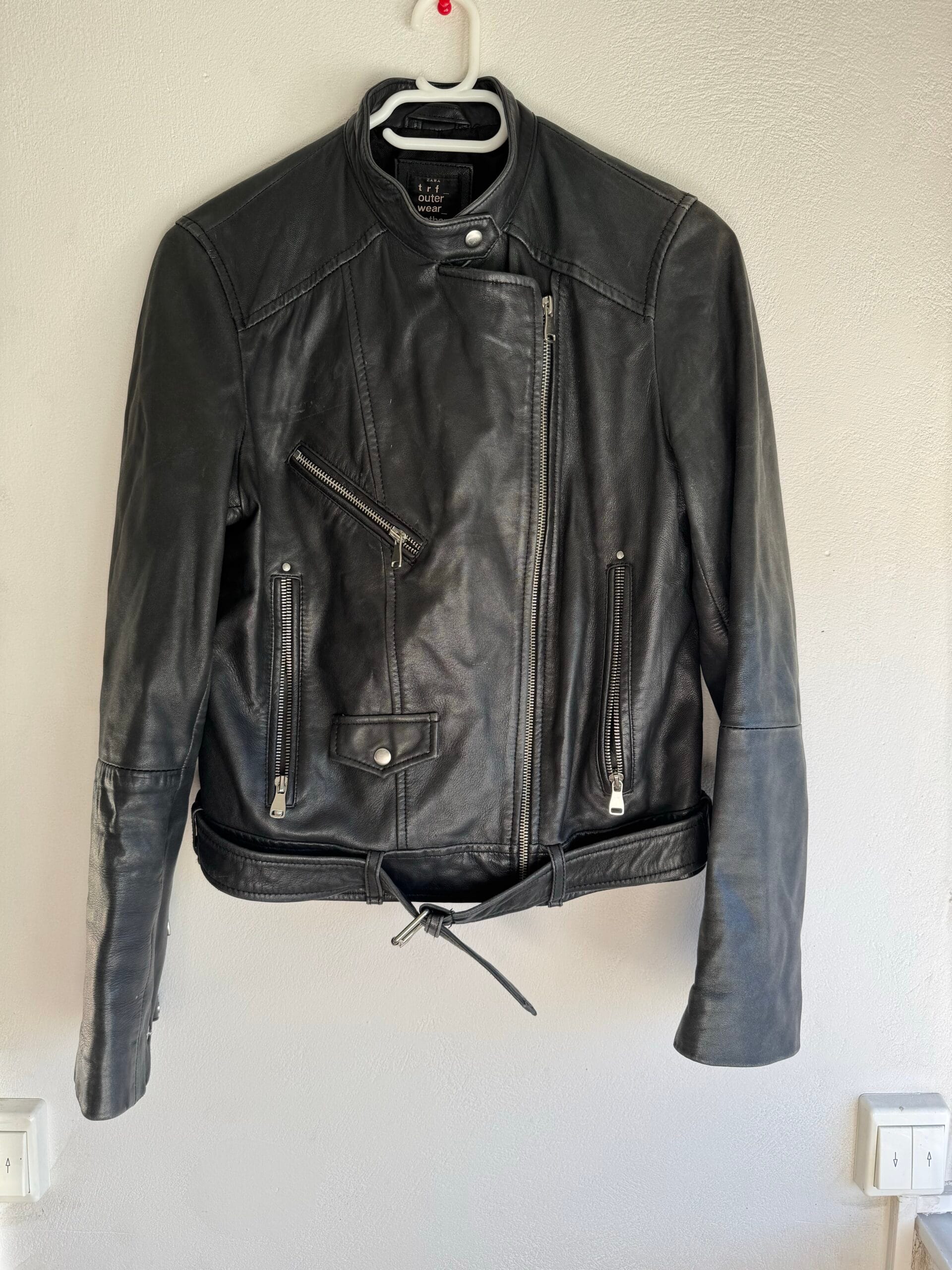 Zara TRF Genuine Leather Biker Jacket — Black Icon 1 Zara TRF Genuine Leather Biker Jacket — Black Icon