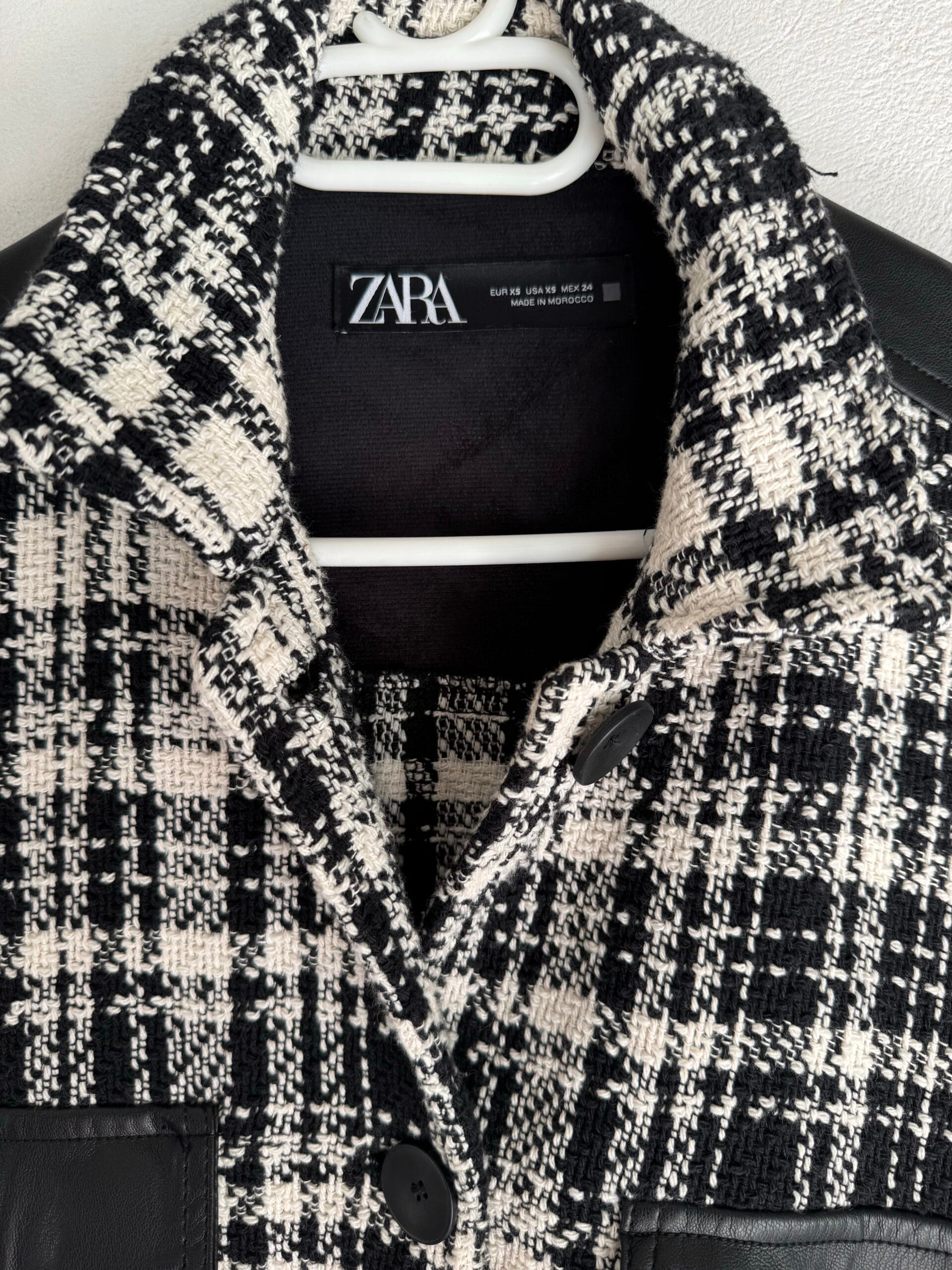 Zara Black & White Tweed Shacket with Faux-Leather Details 3 Zara Black & White Tweed Shacket with Faux-Leather Details - Image 3