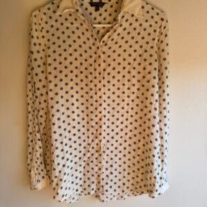 Massimo Dutti Cream Blouse with Navy Pattern