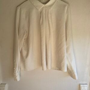 FRNCH Paris Minimal Cream Blouse with Pleated Front