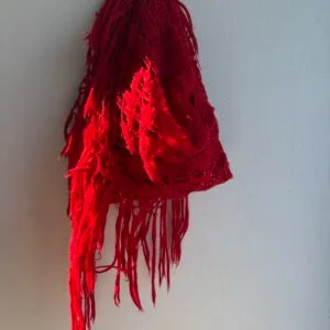 Χειροποίητο Πλεκτό Κασκόλ με Κρόσσια – Κόκκινο