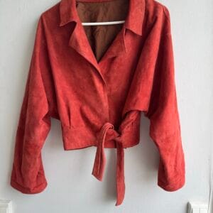 Handcrafted 100% Suede Jacket in Lobster Red – Artistic Minimalism