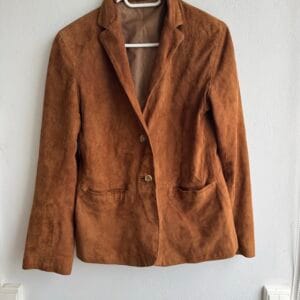 Vera Pelle Suede Blazer – Italian Craftsmanship in Cognac Brown
