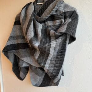 Grey Monochrome Knit Shawl Wrap