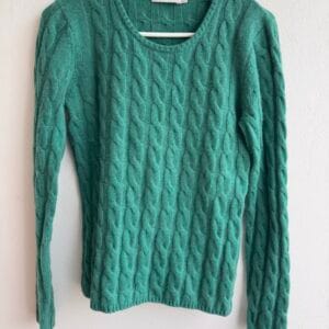 Πράσινο κασμιρένιο πουλόβερ Pure Cashmere με πλέξη “braid cable”