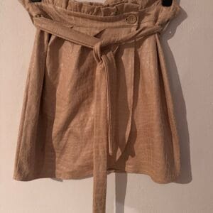 I AM mini φούστα με croco υφή & ζώνη – nude suede effect, Made in Italy