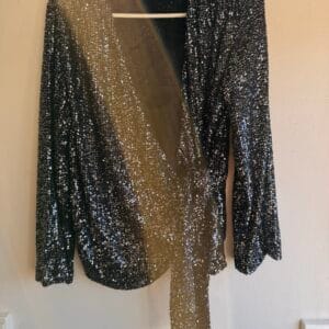 ZARA Sequin Wrap Top – Μαύρο • S