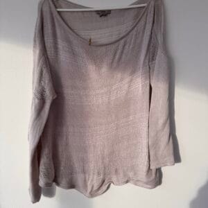 Helmut Minimal Sheer Knit Top – Soft Mauve Oversized Fit