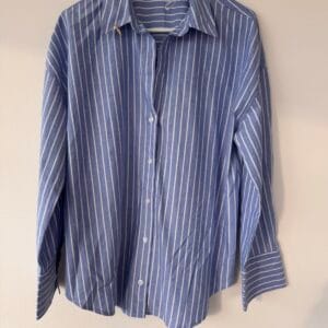 Ριγέ μπλε πουκάμισο ZARA (size S, oversized fit)
