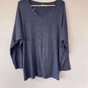 Italian Angora-Blend Oversized Knit in Slate Blue (Made in Italy)