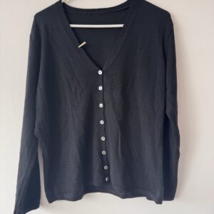 Black Merino Wool Cardigan – Made in Italy (Woolmark Certified)