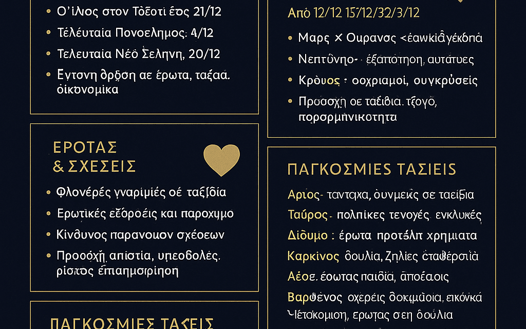 Αστρολογικές Προβλέψεις Δεκεμβρίου 2025