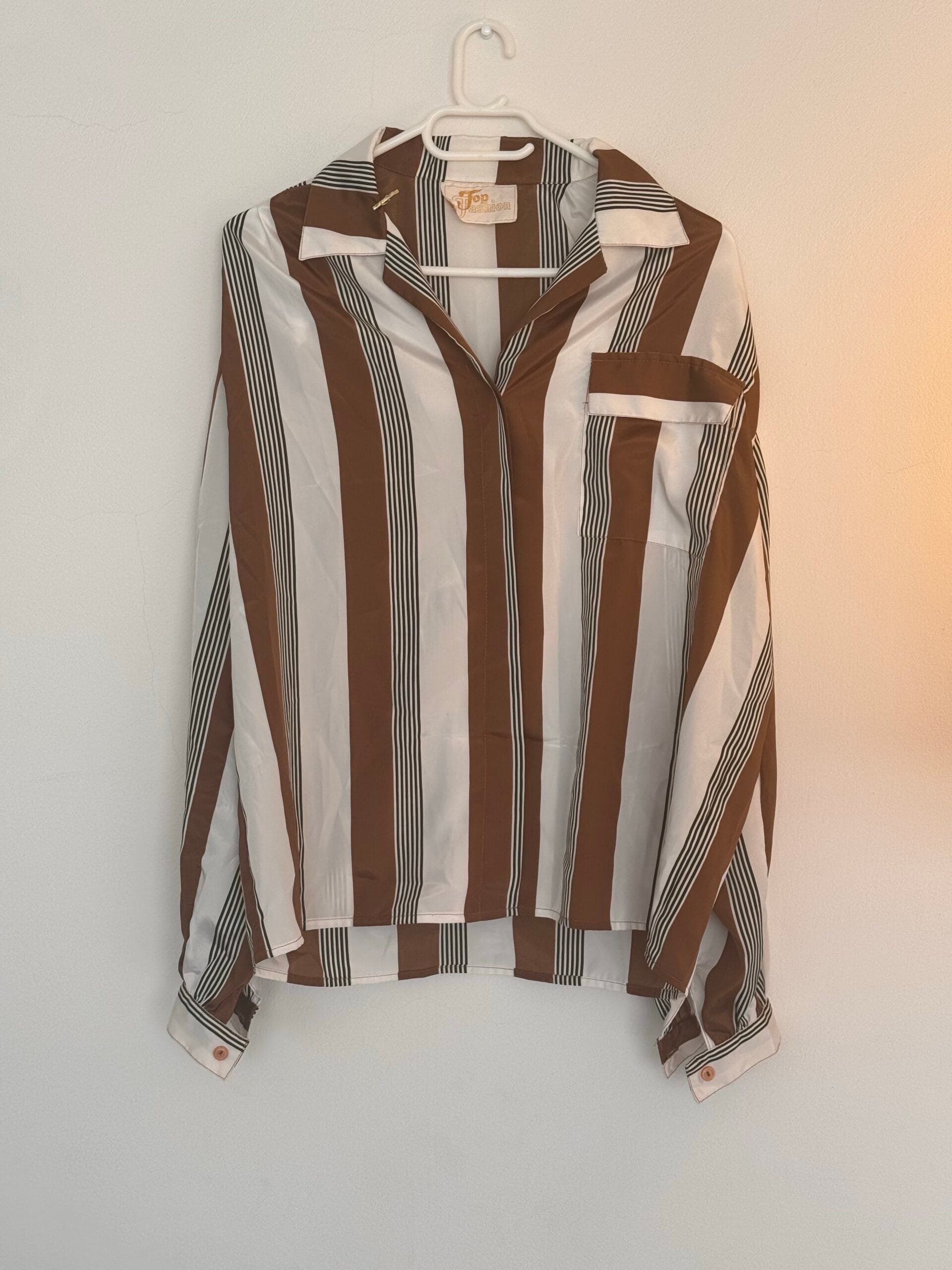 Πουκάμισο Top Fashion – Καφέ/Λευκές Ρίγες 1 Πουκάμισο Top Fashion – Καφέ/Λευκές Ρίγες