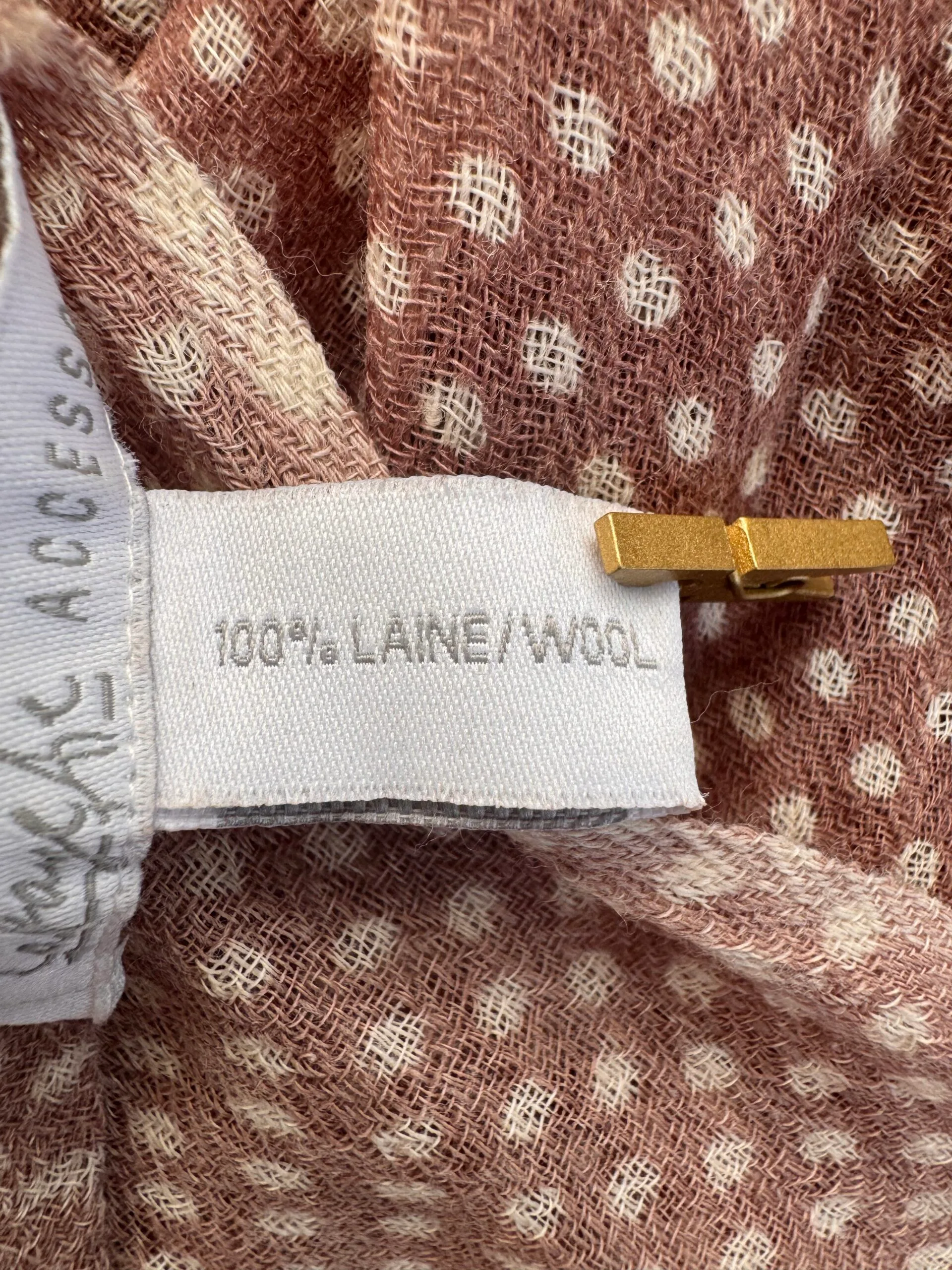 🧣 Camel Wool Scarf με Πουά — 100% Laine/Wool - Image 3