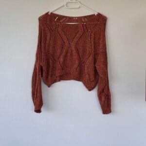 Cropped Metallic Knit Top – Made in Italy