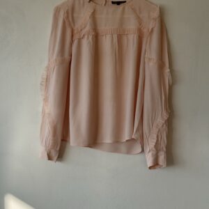 Maje Ρομαντική Μπλούζα σε Dusty Peach με Βολάν & Διάφανες Λεπτομέρειες