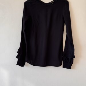 Massimo Dutti Μαύρη Μπλούζα με Βολάν στα Μανίκια