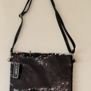 Sequin Shoulder Bag με μαύρες παγιέτες – βραδινό statement κομμάτι