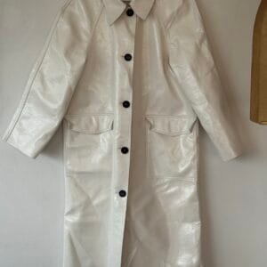 Nasty Gal Off-White Faux Leather Coat (Size EU 40)