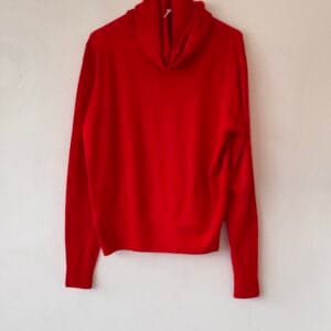 Vintage red merino wool knit with draped collar – Dale Knit England