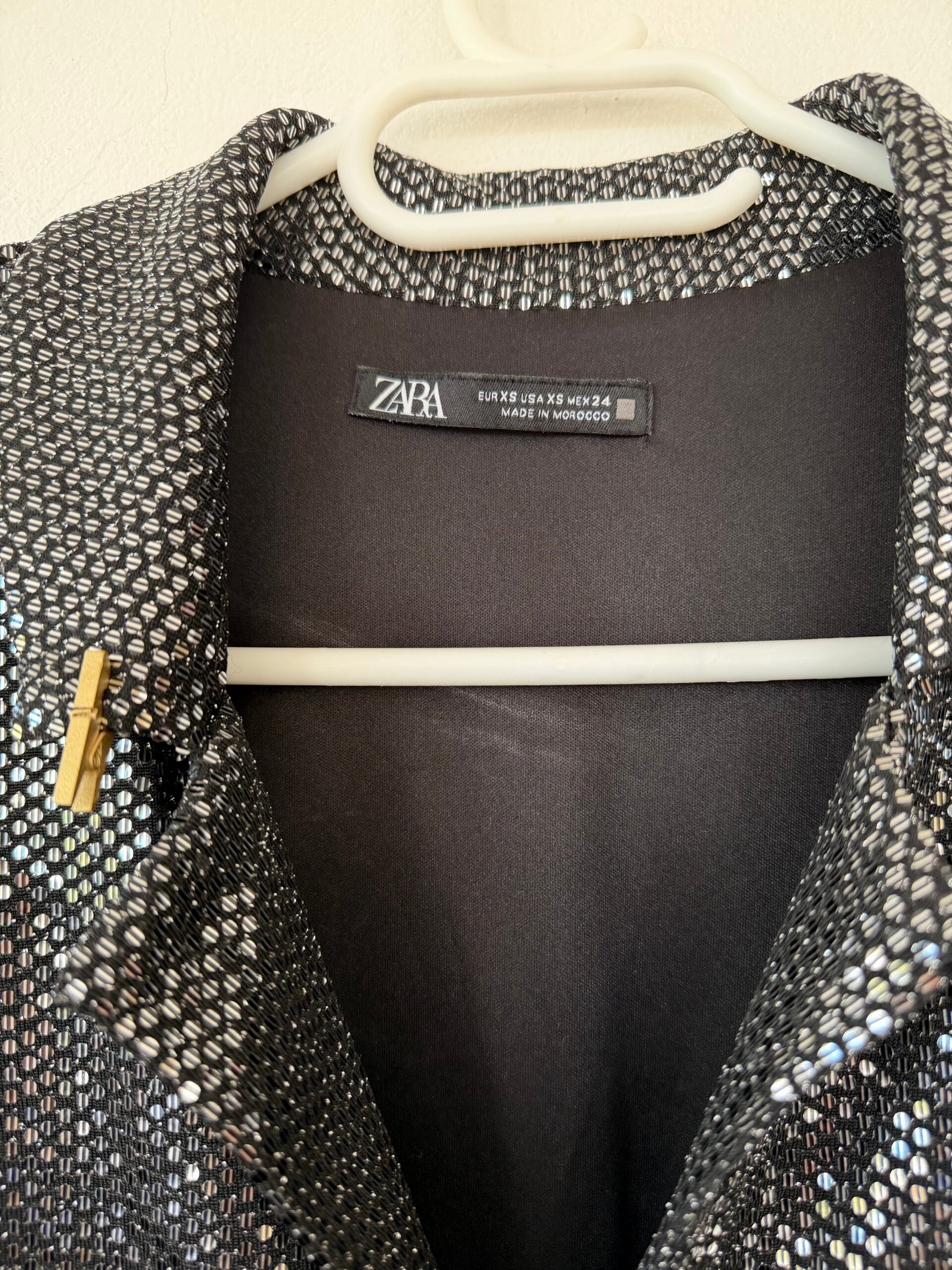 ZARA Metallic Mini Shirt Dress – Silver Sparkle (XS) 3 ZARA Metallic Mini Shirt Dress – Silver Sparkle (XS) - Image 3