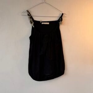 FASHION MEDIA BRAND 25 Top Moda Per Due με διακοσμητικές πέρλες & διαφάνειες – Μαύρο – Size M