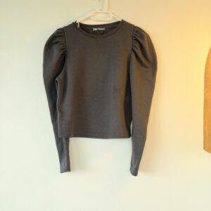 FASHION MEDIA BRAND 22 ZARA Μαύρο Crop Top με Puff Μανίκια – Size S