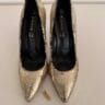 Envie Metallic Gold Snake-Effect Pumps – EU 36