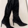 Massimo Dutti Black Suede Over-The-Knee Boots | Size 37
