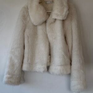FASHION MEDIA BRAND 28 Topshop Cream Faux Fur Jacket – Size EU 40