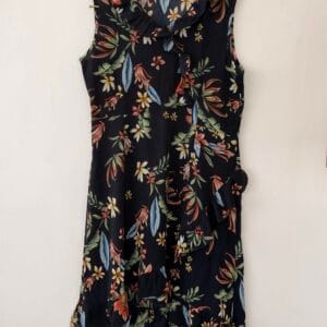 Sweet Girl Navy Floral Ruffle Midi Dress – Size S/M