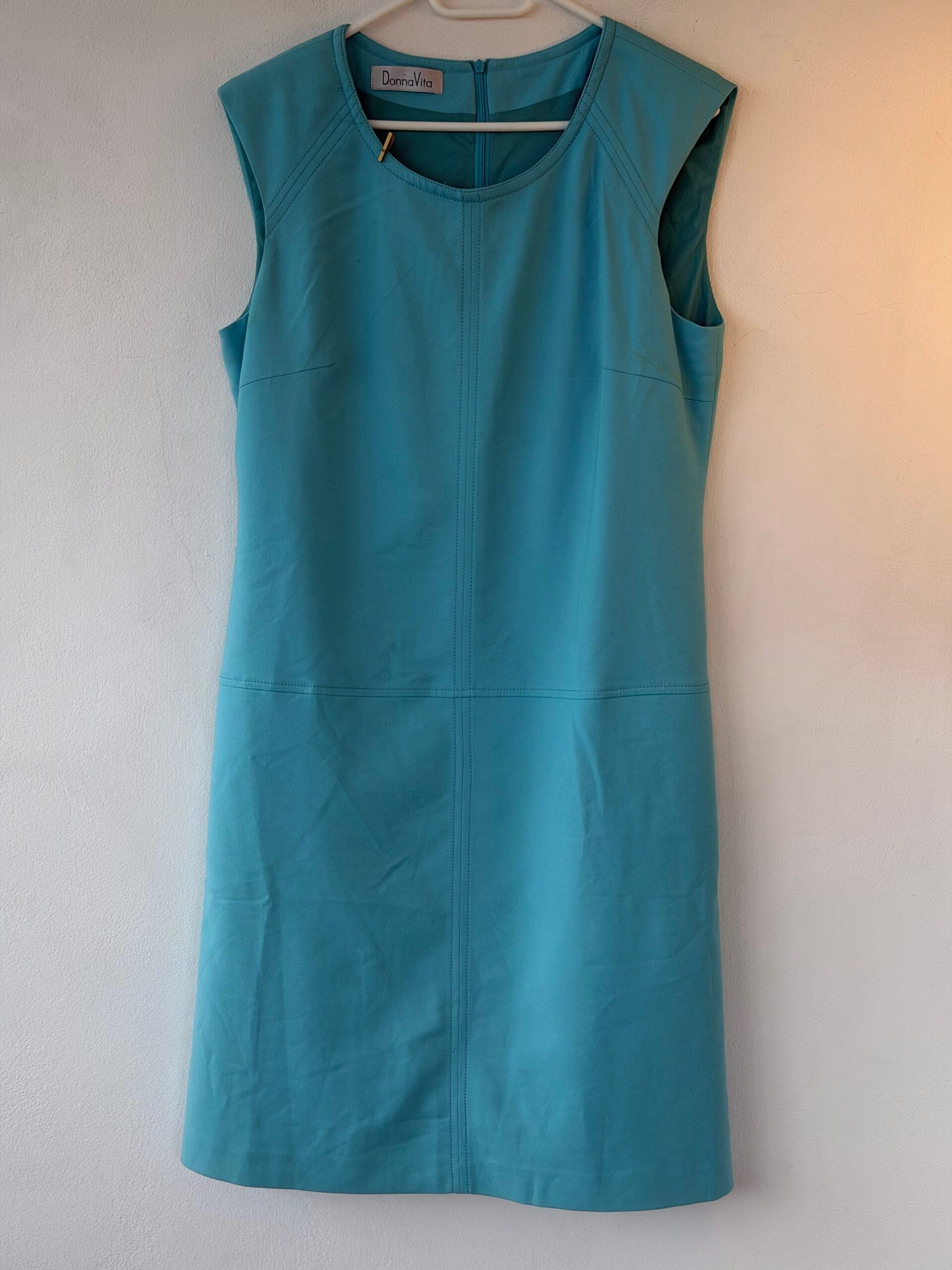 DonnaVita Turquoise Minimal Shift Dress – Sleeveless 1 DonnaVita Turquoise Minimal Shift Dress – Sleeveless