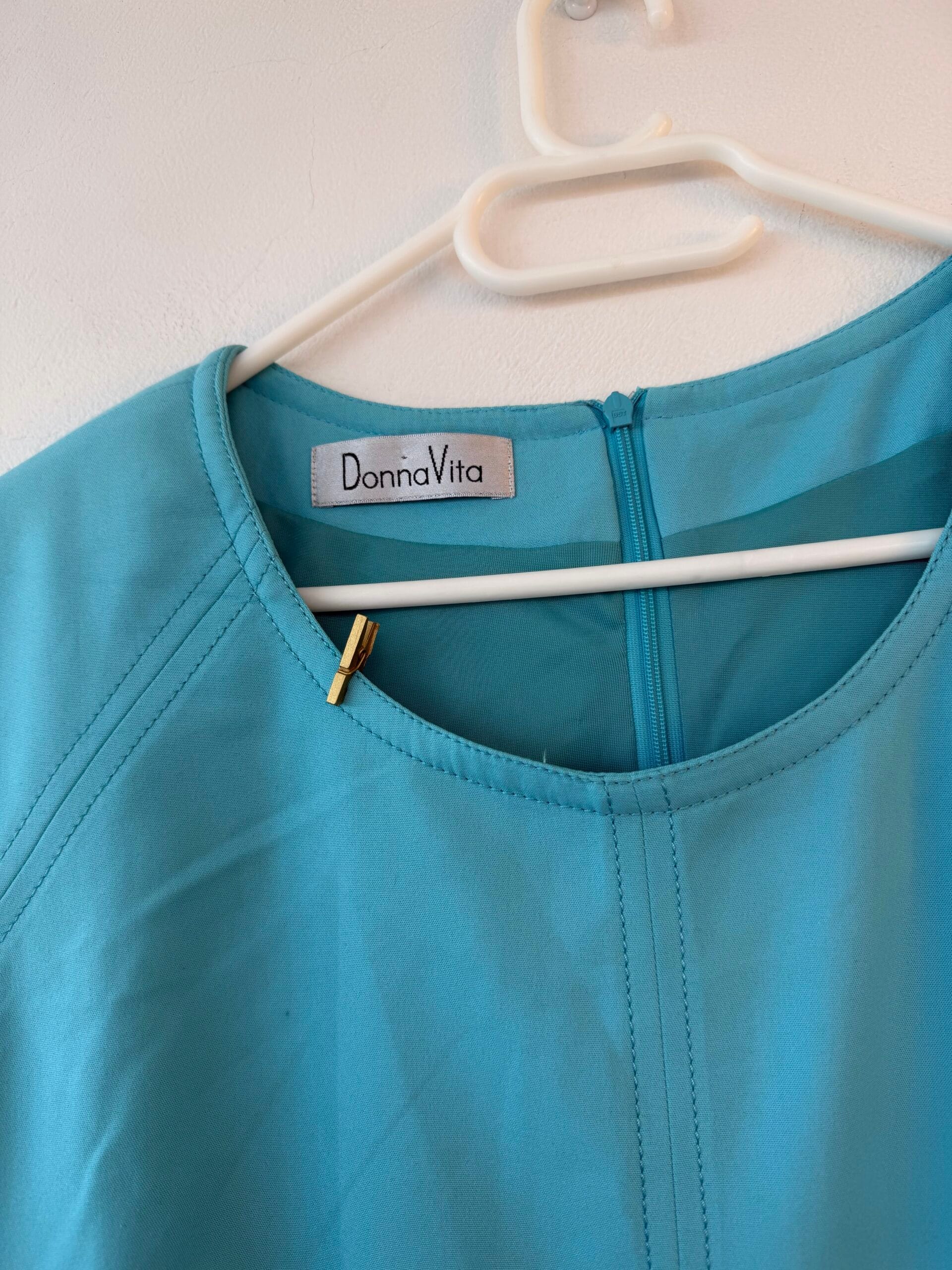 DonnaVita Turquoise Minimal Shift Dress – Sleeveless 2 DonnaVita Turquoise Minimal Shift Dress – Sleeveless - Image 2