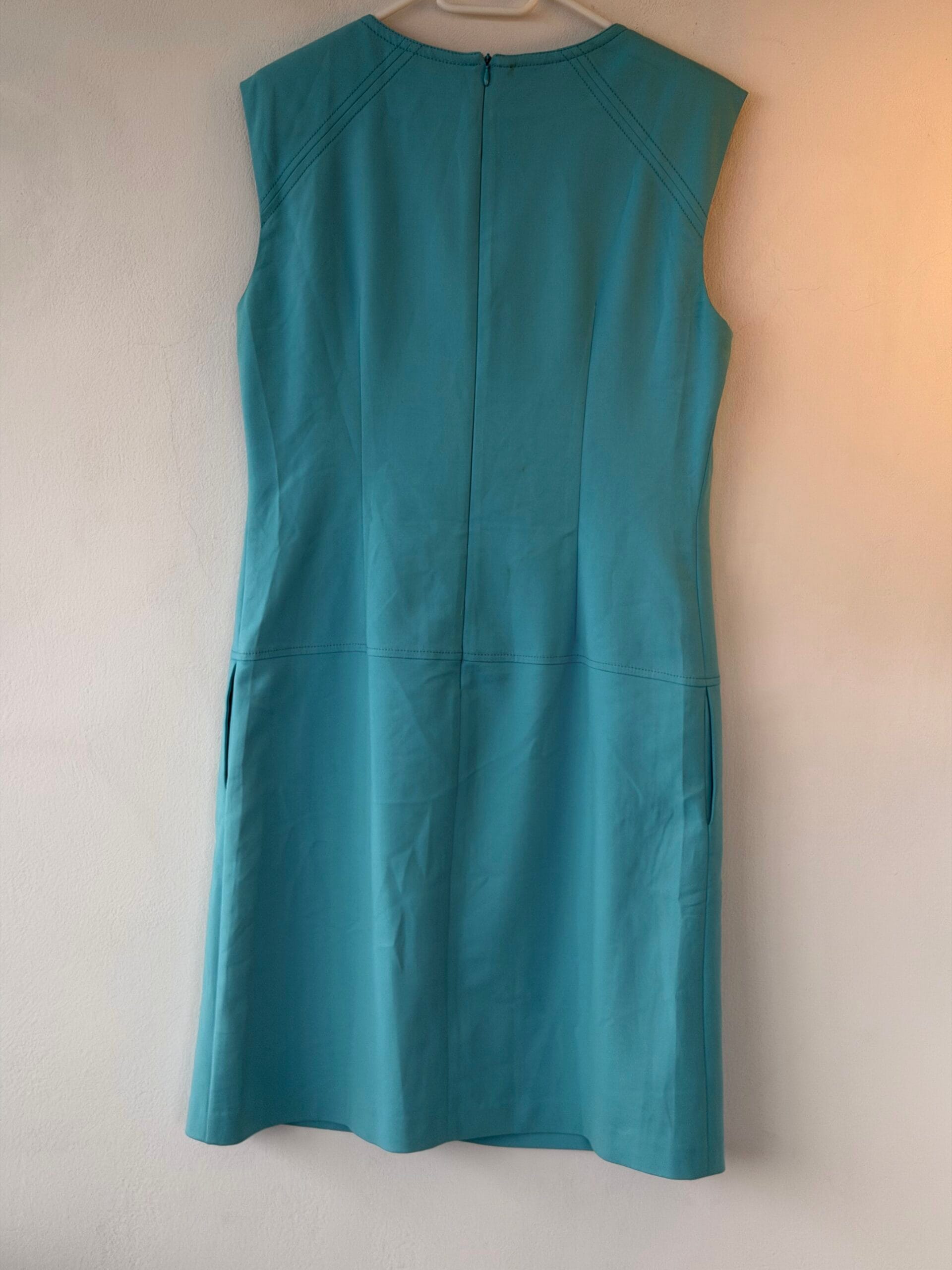 DonnaVita Turquoise Minimal Shift Dress – Sleeveless 7 DonnaVita Turquoise Minimal Shift Dress – Sleeveless - Image 7