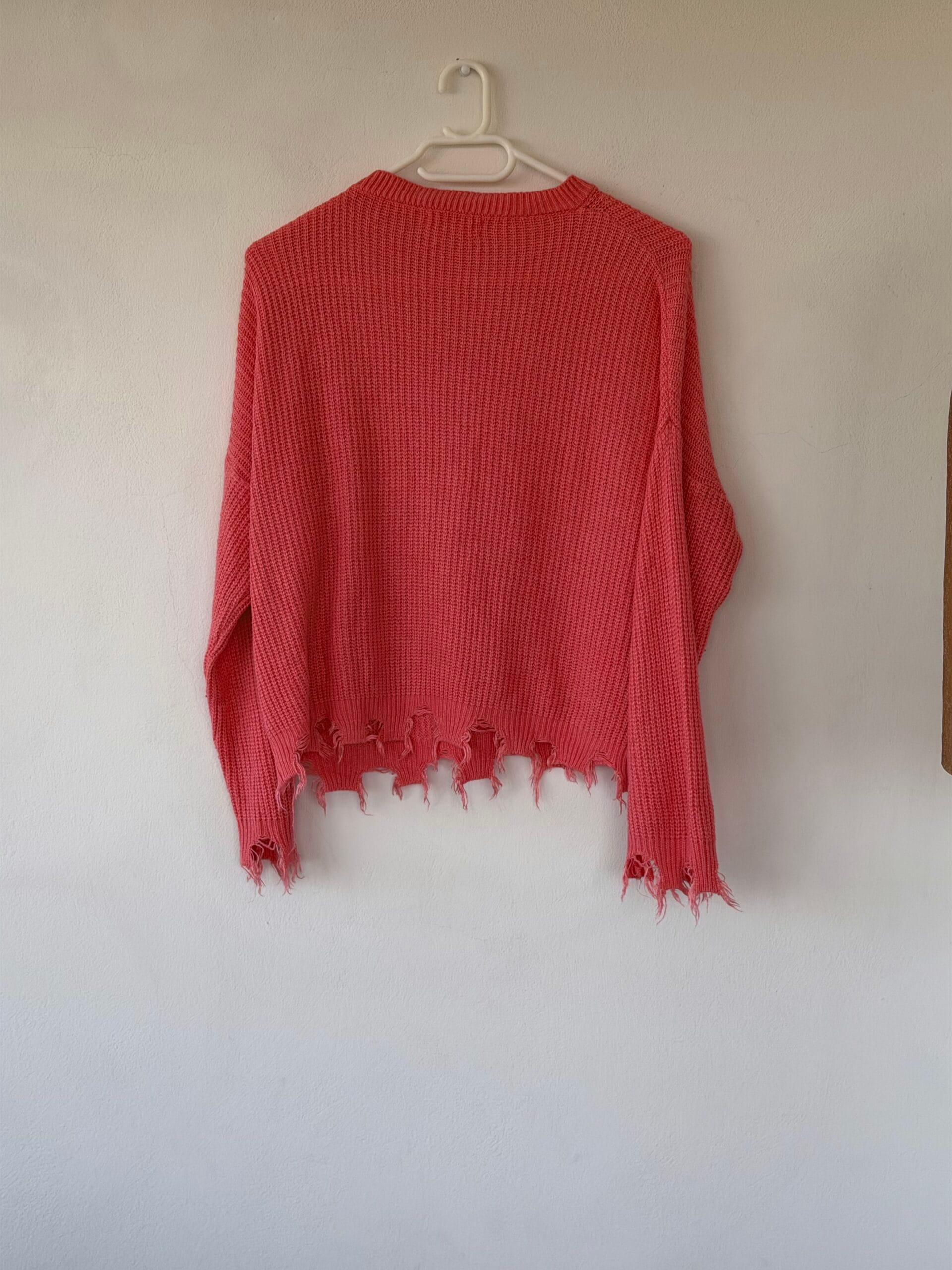 Coral Distressed Knit Sweater – Made in Italy 2 Coral Distressed Knit Sweater – Made in Italy - Image 2