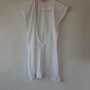 White Deep V Cotton Top – Minimal Everyday Essential