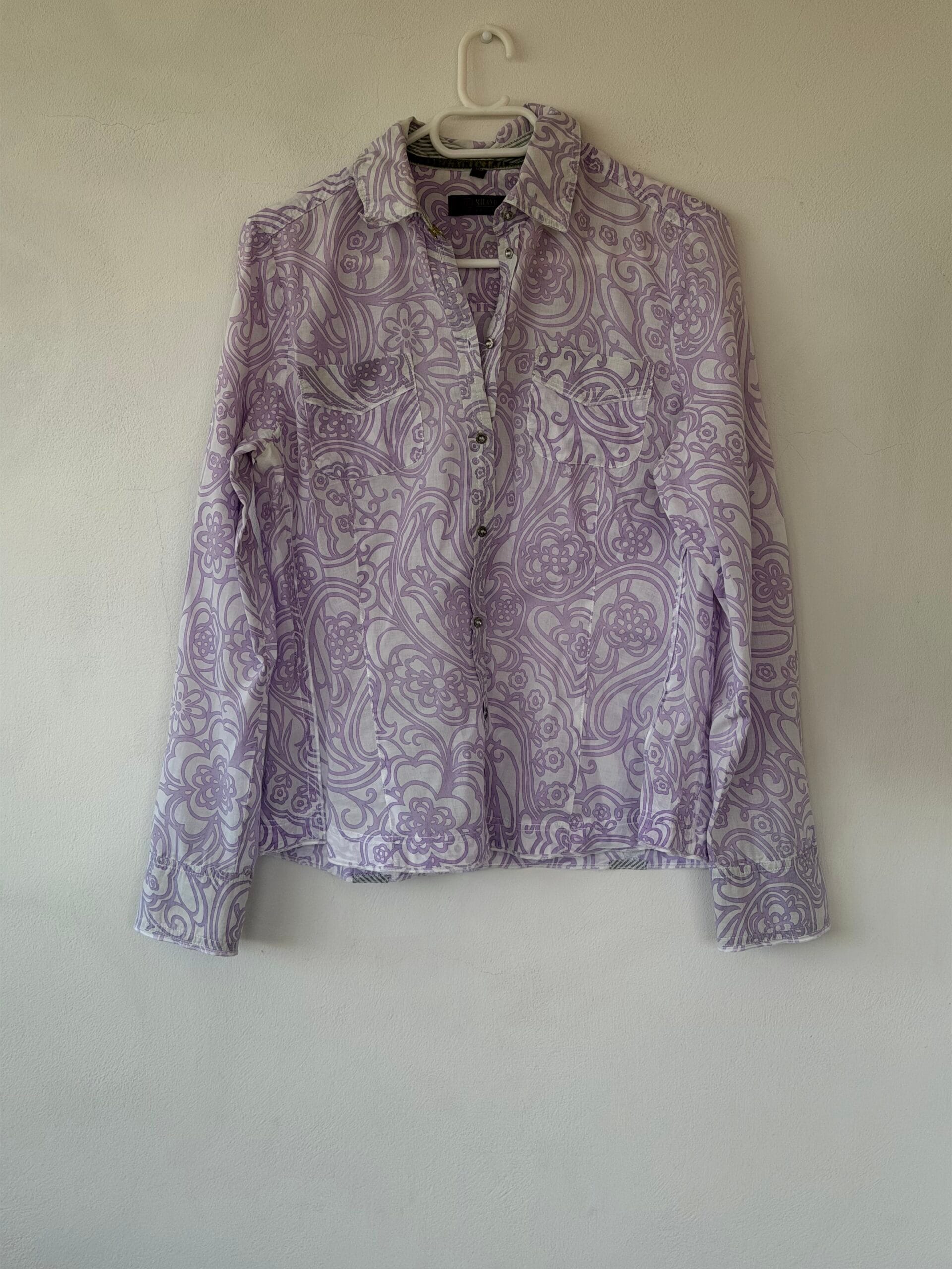 Lilac Pattern Cotton Shirt – Milano Italy 1 Lilac Pattern Cotton Shirt – Milano Italy