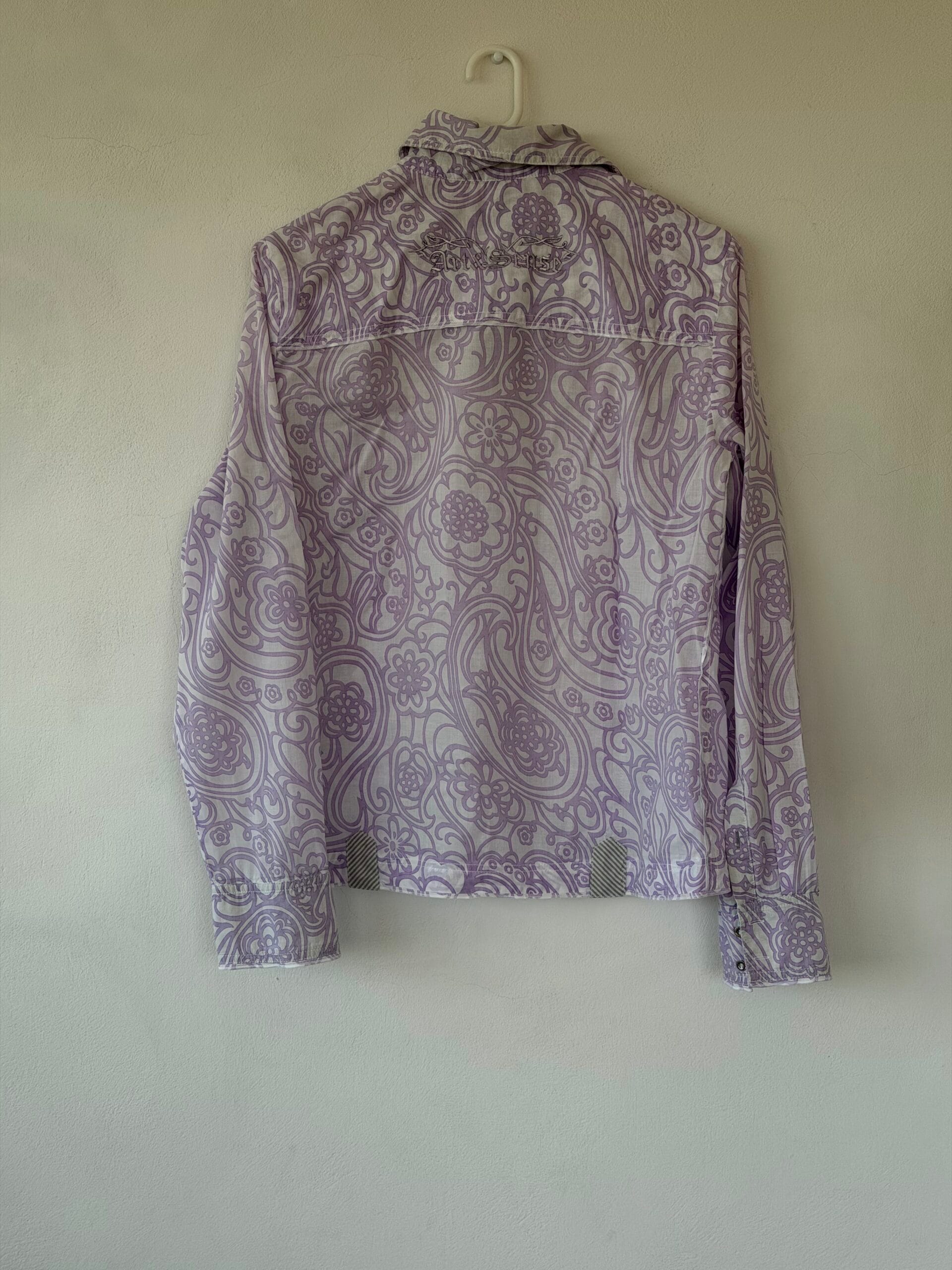 Lilac Pattern Cotton Shirt – Milano Italy 3 Lilac Pattern Cotton Shirt – Milano Italy - Image 3