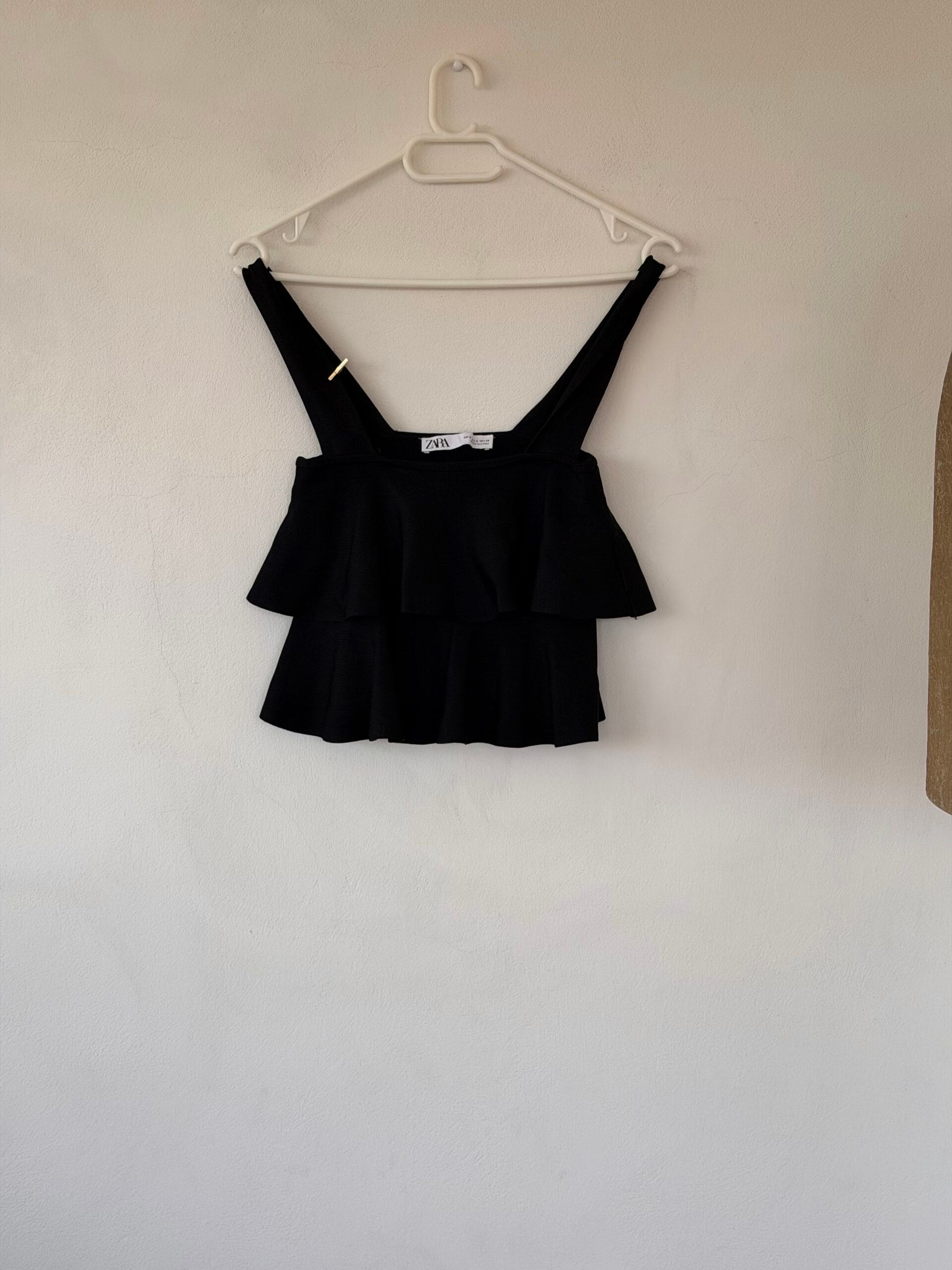 ZARA Black Ruffle Crop Top – Size S 1 ZARA Black Ruffle Crop Top – Size S