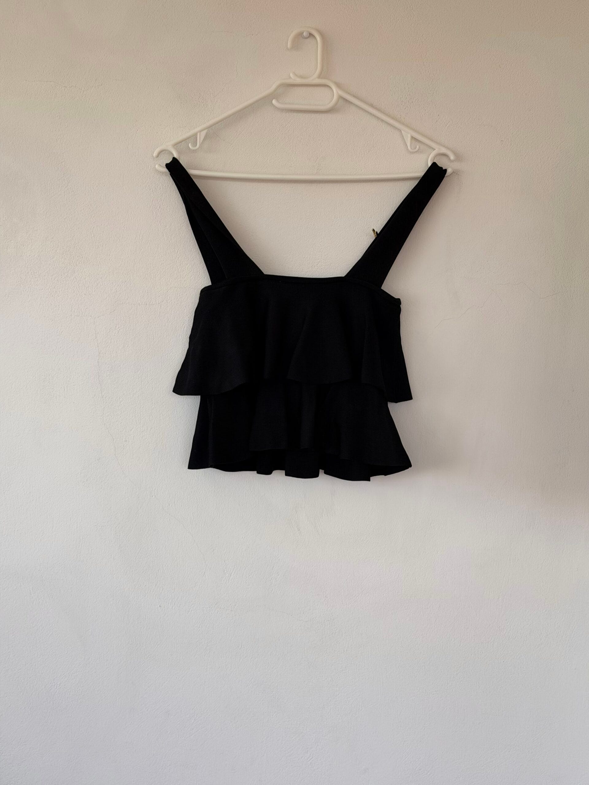 ZARA Black Ruffle Crop Top – Size S 3 ZARA Black Ruffle Crop Top – Size S - Image 3