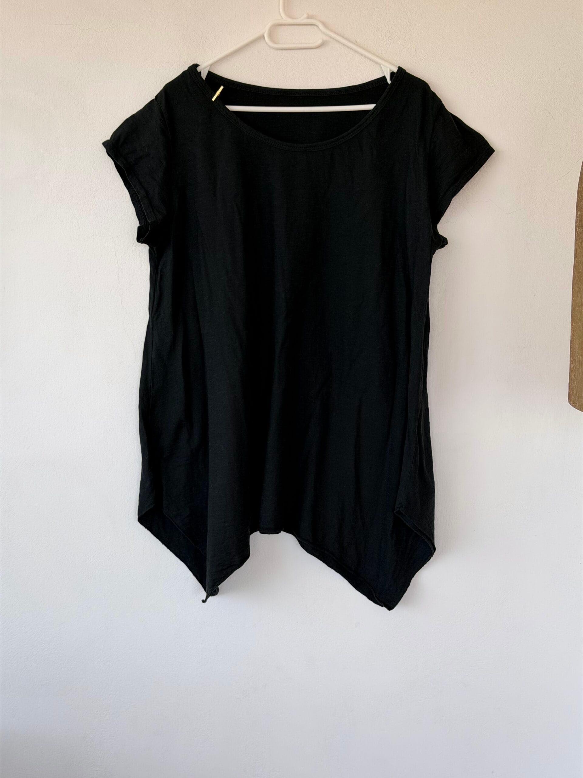 Black Asymmetric Cotton T-Shirt – Made in Italy 1 Black Asymmetric Cotton T-Shirt – Made in Italy