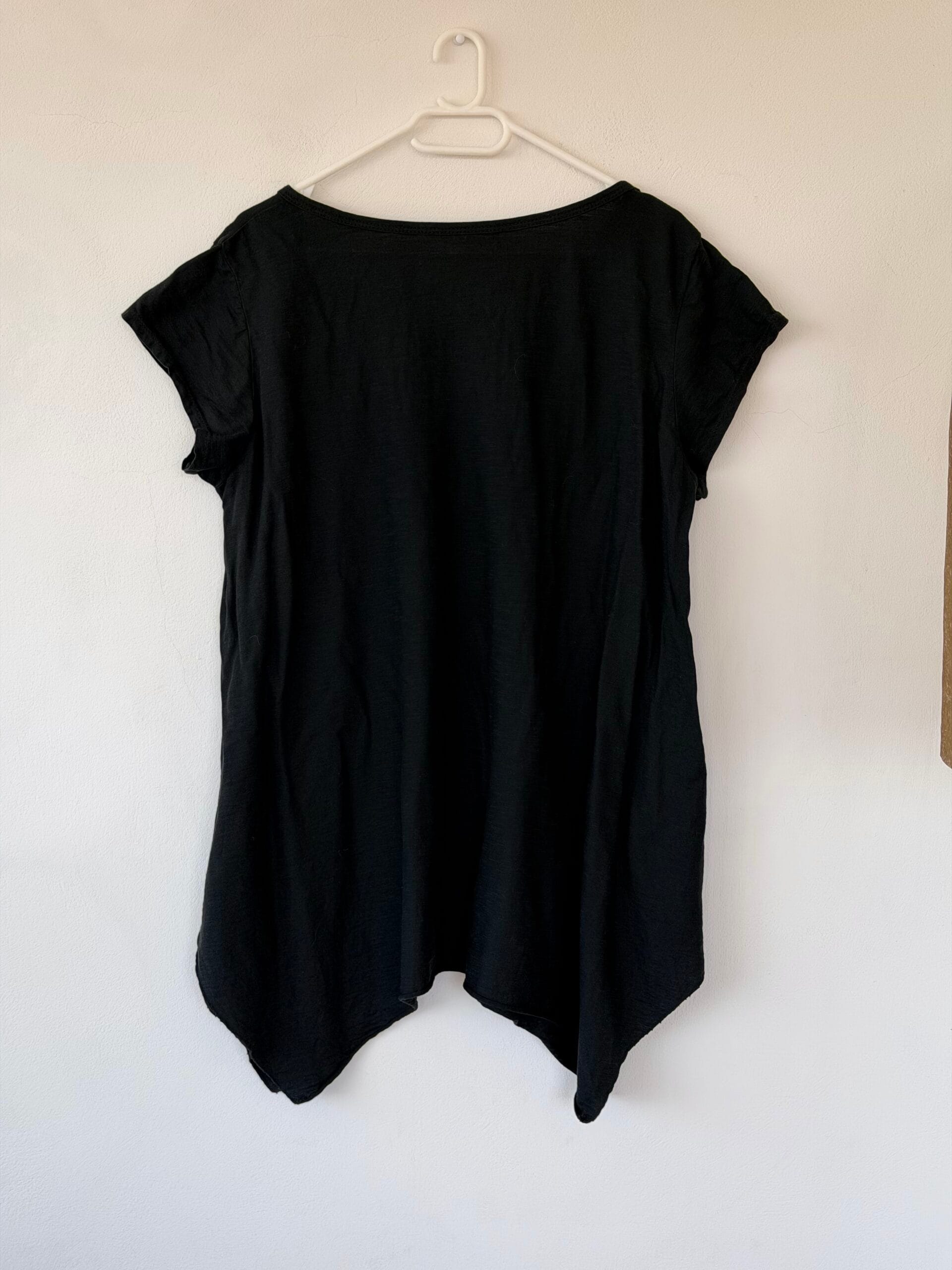 Black Asymmetric Cotton T-Shirt – Made in Italy 4 Black Asymmetric Cotton T-Shirt – Made in Italy - Image 4
