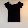 Minimal Button Top – Black Fitted Cotton