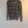 👉 JUST WOMAN Knit Cardigan – Grey Chevron – S/M