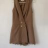 Tailored Camel Blazer Playsuit – Gold Chain Detail (S/M)
