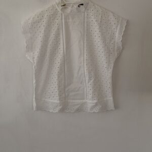 Zara White Broderie Anglaise Cotton Blouse (S)