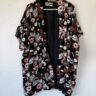 Maison Scotch Floral Kimono Jacket Black Base – One Size Fit (S/M/L)
